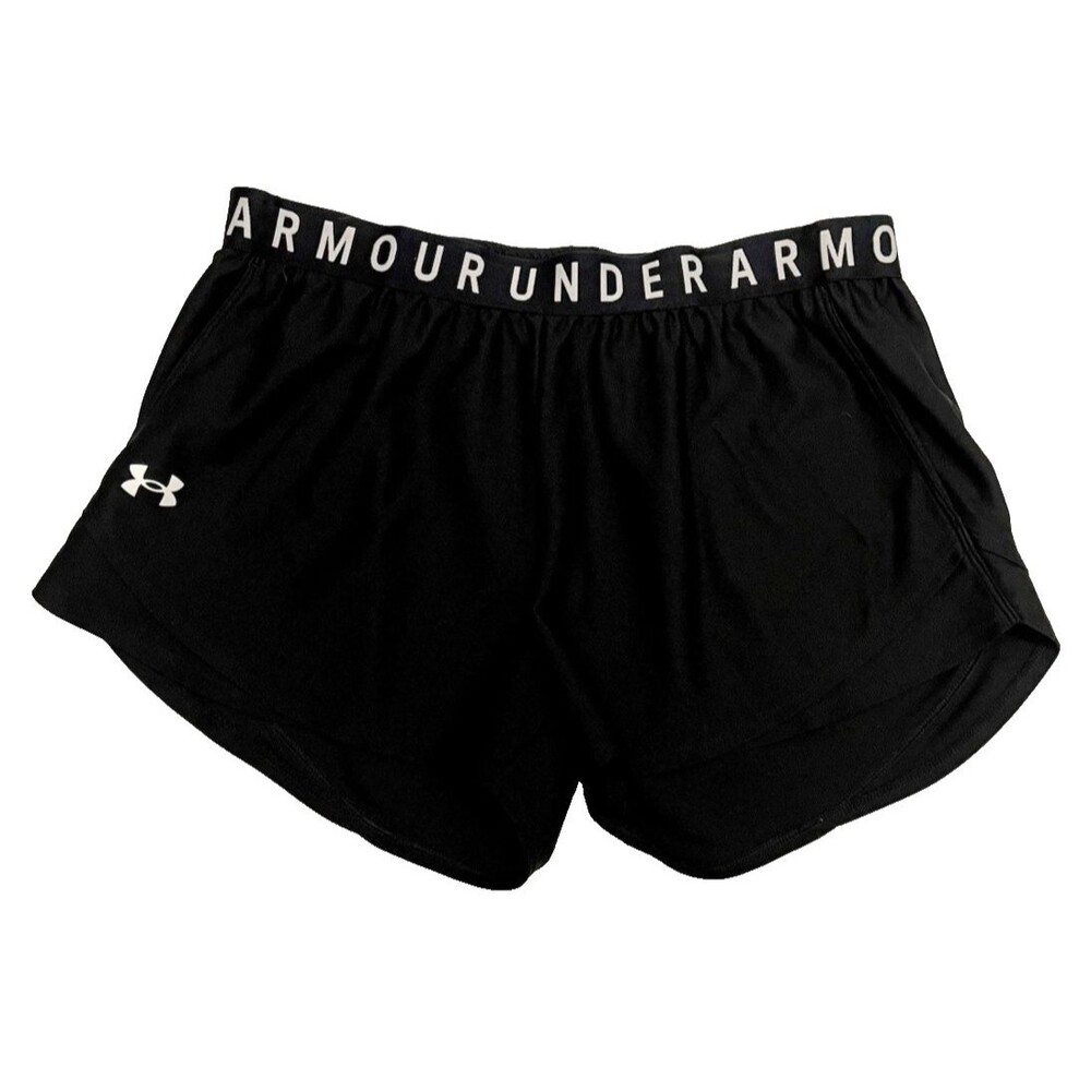 Under Armour Loose Athletic Shorts Large 31” Unlined Running Cardio Black White